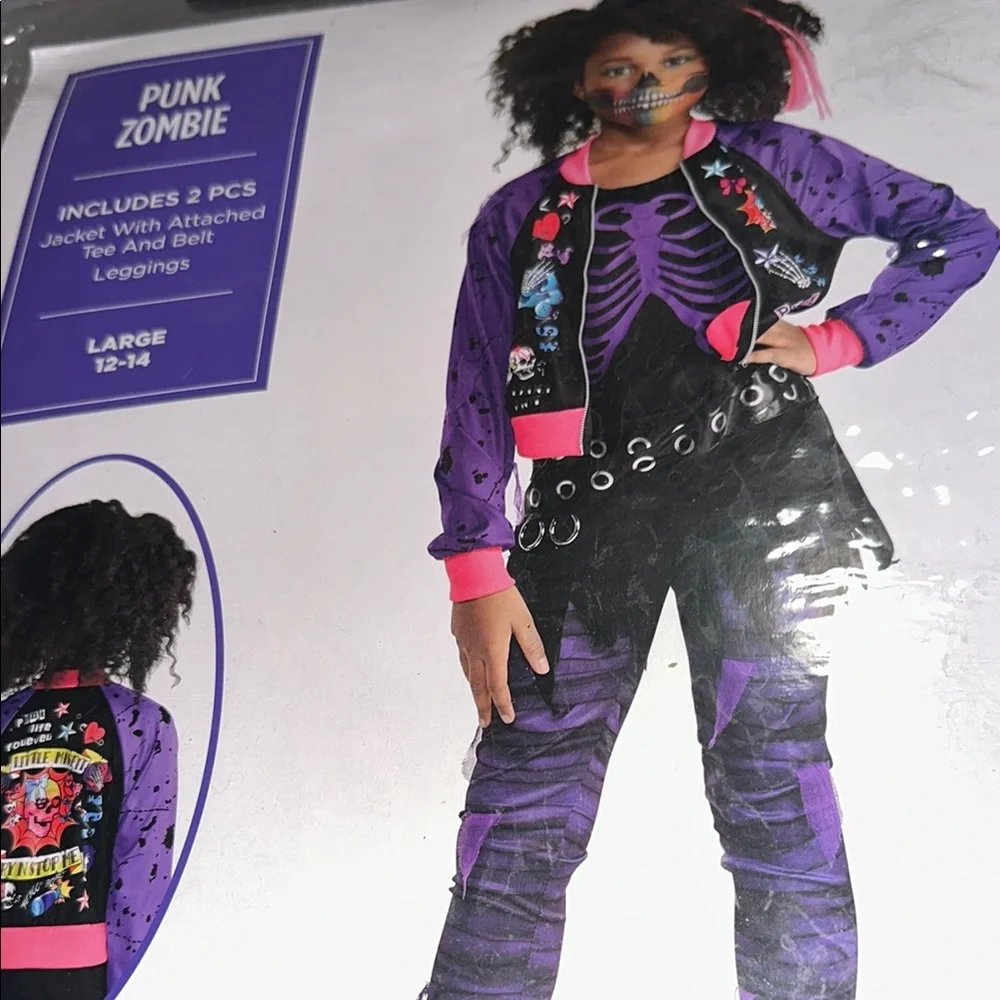 Punk Zombie Kids Costume - Purple and Pink